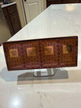 MCM Brown Monogram Mini Fragrance Set with Gold Accents